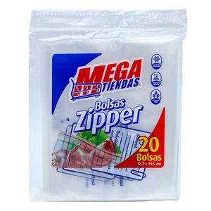 Bolsas Zipper Megatiendas 17.7 x 19.5 cm x 20 unds