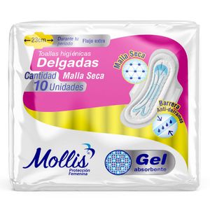 Toallas Higiénicas Mollis Malla Blanca x 10 unds