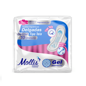 Toalla Higienica Mollis Delgada x 10 unds