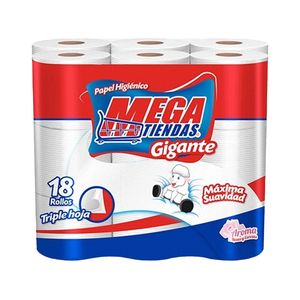 Papel Higiénico Megatiendas Triple Hoja 18 unds x 28 m c/u