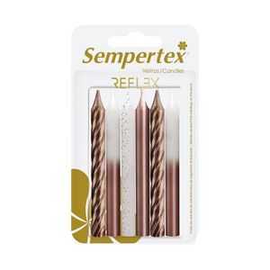Vela Sempertex Metálica Surtida Dorado x 6 und