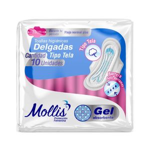 Toallas Higiénicas Mollis Delgadas x 10 unds