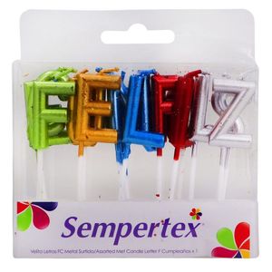 Vela Sempertex Letras Feliz Cumpleaños Metálica x 1 und