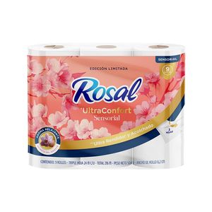 Papel Higiénico Rosal Ultracómodo Sensorial 9 unds x 24 metros c/u
