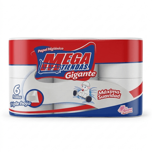 Papel Higiénico Megatiendas Triple Hoja 6 unds x 28 m c/u