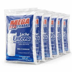 Leche Entera Megatiendas 6 unds x 900 ml c/u