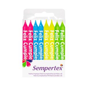 Vela Sempertex Surtidas Neon x 8 und