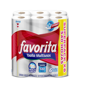 Toalla Cocina Favorita Multiuso x 6 und 90 hojas c/u