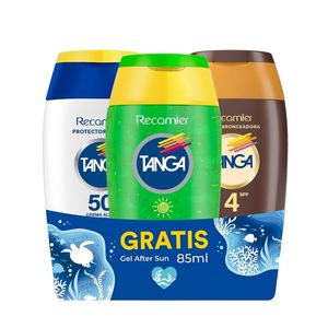 Protector Solar Tanga x 85 ml + Bronceador SPF4 x 85 ml gratis Gel